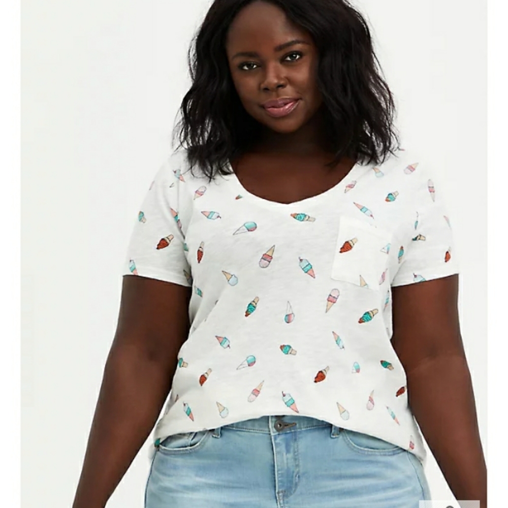 Torrid Ice Cream Pocket Slub Tee 1X NWT